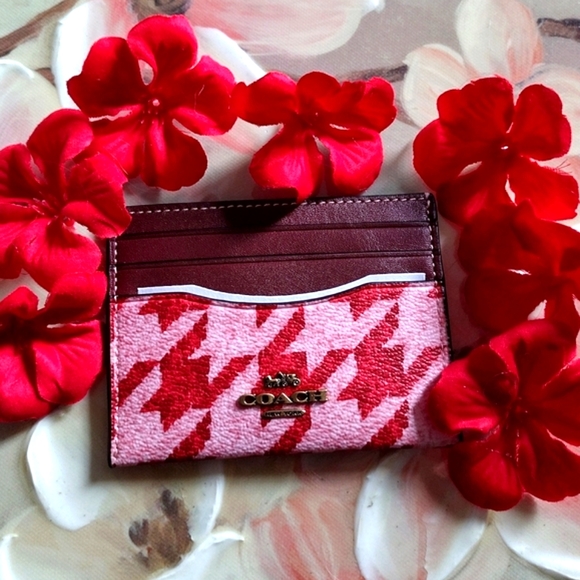 Coach Slim Card Case With Houndstooth Print - Picture 5 of 7